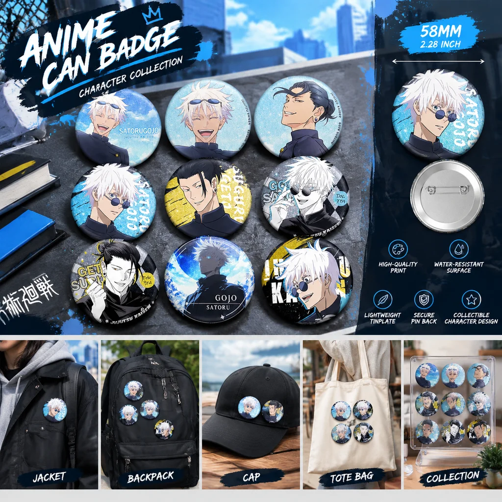 Gojo Anime Merchandise - Badge Jujutsu Kaisen Pet58, tous les